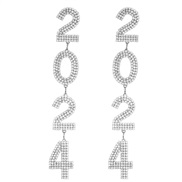 ( Silver) digit earrings occidental style exaggerating earring lady trend fully-jewelled brideearrings