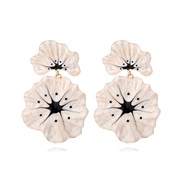 ( white)occidental style exaggerating Alloy enamel flowers earrings personality flowers earring woman