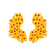 ( yellow)occidental style exaggerating enamel leaves earrings personality creative Leaf ear stud woman