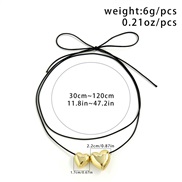 ( 1  Gold 6342)occidental style wind twining bow heart-shaped necklace personality brief