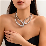 (  White k 628 )occidental style exaggerating surface cirque Metal wind necklace retro hollow Irregular Collar woman