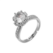 (1)Rins wind silver color zircon ring woman  samll opening ring