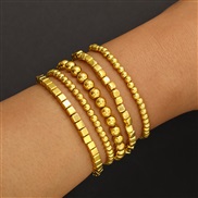 (59886 1)EU brief beads bracelet gold retro elasticity beads bracelet bangle