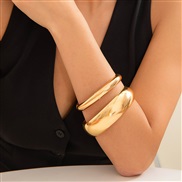 ( 2  Gold 4867)occidental style  fashion circle banglechain width surface multilayer brief bangle