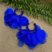 ( sapphire blue )occidental style Bohemian style Cloth tassel earrings  fashion exaggerating beads Earring