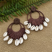(coffeeg ) earrings  occidental style fashion exaggerating handmade weave multilayer Shells tassel Earring