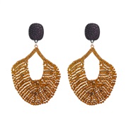 ( yellow)occidental style exaggerating sector Alloy fully-jewelled earrings all-Purpose Bohemian style temperament high