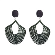 ( green)occidental style exaggerating sector Alloy fully-jewelled earrings all-Purpose Bohemian style temperament high 