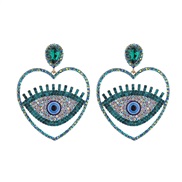 ( green)occidental style fashion colorful diamond series earrings woman exaggerating Alloy diamond love eyes