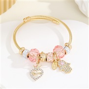 (Z1423 )occidental style fashion DIY enamel pendant Alloy diamond bracelet beads crystal stainless steel bangle