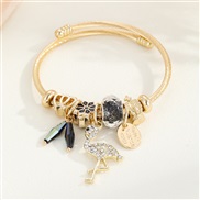 (Z1424 )occidental style fashion DIY enamel pendant Alloy diamond bracelet beads crystal stainless steel bangle