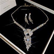 ( necklace  Silver Two piece suit)diamond drop tassel necklace set samll clavicle chain wind woman