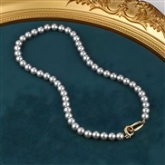 (grey Pearl  necklace) more high color Pearl necklace woman all-Purpose clavicle chain sweater chain