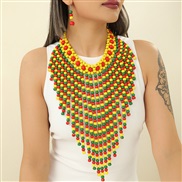 (yellow  Mixed color) necklace earrings set Africa tassel color necklaceecklace set