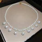 ( necklace  water drop  white)brief Round Pearl drop pendant necklace high clavicle chain samll fashion