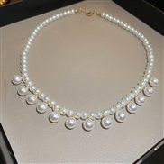 ( necklace  white circular )brief Round Pearl drop pendant necklace high clavicle chain samll fashion