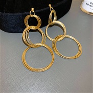 ( Silver needle  Gold)silver geometry circle Metal earrings occidental style high fashion wind ear stud exaggerating al
