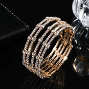 (5 Gold)claw diamond more row twining fully-jewelled steel wire width bride diamond opening bangle