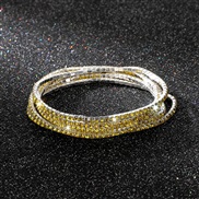 (gold  yellow) diamond elasticity braceletmm row color Rhinestone woman bangle woman chain fully-jewelled
