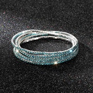 (Ligh  Lake Blue ) diamond elasticity braceletmm row color Rhinestone woman bangle woman chain fully-jewelled