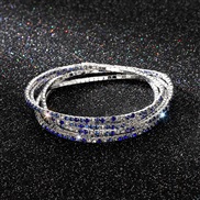 ( sapphire blue  white) diamond elasticity braceletmm row color Rhinestone woman bangle woman chain fully-jewelled
