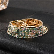 (7) diamond elasticity braceletmm row color Rhinestone woman bangle woman chain fully-jewelled