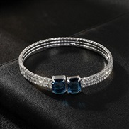 ( blue) color gem opening bangle silver color crystal square diamond bracelet