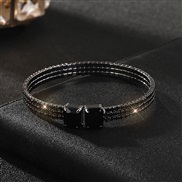 ( black) color gem opening bangle silver color crystal square diamond bracelet