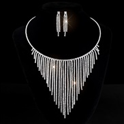 ( Silver) claw chain Rhinestone tassel Collar luxurious occidental style super bride fully-jewelled necklace earrings s