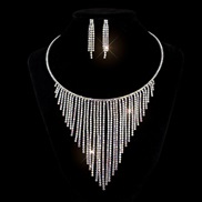 (abcolor ) claw chain Rhinestone tassel Collar luxurious occidental style super bride fully-jewelled necklace earrings 
