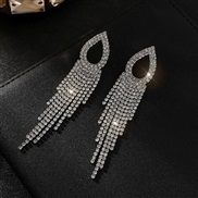 ( Silver)s silverearings Earring  drop diamond long style tassel earrings occidental style fully-jewelled bride earring