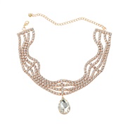 ( Gold)super occidental style necklace fully-jewelled claw chain lady drop glass diamond pendant bride