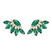 ( green)earrings colorful diamond earrings fully-jewelled flowers ear stud woman occidental style style spring new