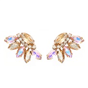 ( Gold powder)earrings colorful diamond earrings fully-jewelled flowers ear stud woman occidental style style spring new