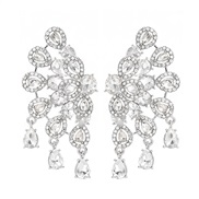 ( white)earrings occidental style claw chain earrings colorful diamond flowers ear stud woman peacock bride