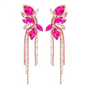 ( rose Red)earrings occidental style claw chain earrings flowers tassel Earring woman Bohemian style exaggerating bride