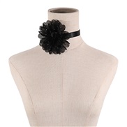 ( black)summer black peony flower belt chain  retro woman pure necklace