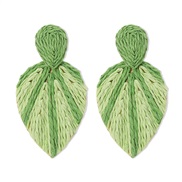 ( green)E occidental style retro Bohemian style leaves earrings  summer handmade weave Earring