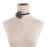 ( gray) romantic bow belt chain  summer day temperament elegant rose necklace