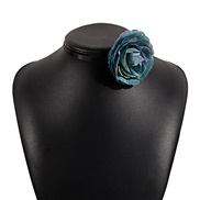 (Ligh  Lake Blue )retro roseins high necklace  summer day bow belt chain