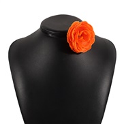 ( Orange)retro roseins high necklace  summer day bow belt chain