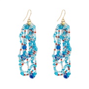 ( blue)occidental style fashion Bohemia ethnic style handmade beads tassel earrings fashion multilayer personality beads