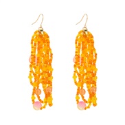 ( yellow)occidental style fashion Bohemia ethnic style handmade beads tassel earrings fashion multilayer personality be