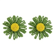 ( green)Bohemia wind earrings handmade weave silver ear stud fresh flowers sweet Earring