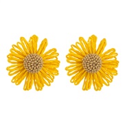 ( yellow)Bohemia wind earrings handmade weave silver ear stud fresh flowers sweet Earring