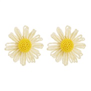 ( white)Bohemia wind earrings handmade weave silver ear stud fresh flowers sweet Earring