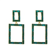 ( green)occidental style fashion exaggeratingins wind silver earrings woman  geometry square multilayer temperament ear