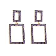 (purple)occidental style fashion exaggeratingins wind silver earrings woman  geometry square multilayer temperament ear