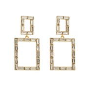 ( white)occidental style fashion exaggeratingins wind silver earrings woman  geometry square multilayer temperament ear