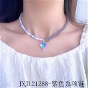 (JXJL21288 purple necklace)fresh sweet spring summer day woman love pendant crystal stone necklace color clavicle chain